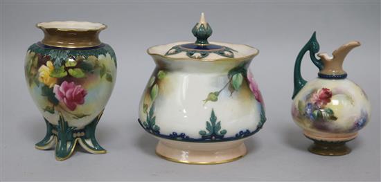 Three Royal Worcester miniature vase